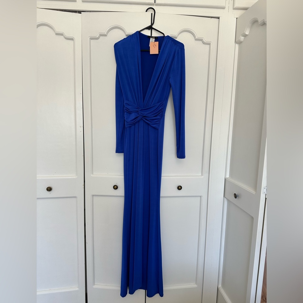 Elegant Blue Long Sleeve Dress